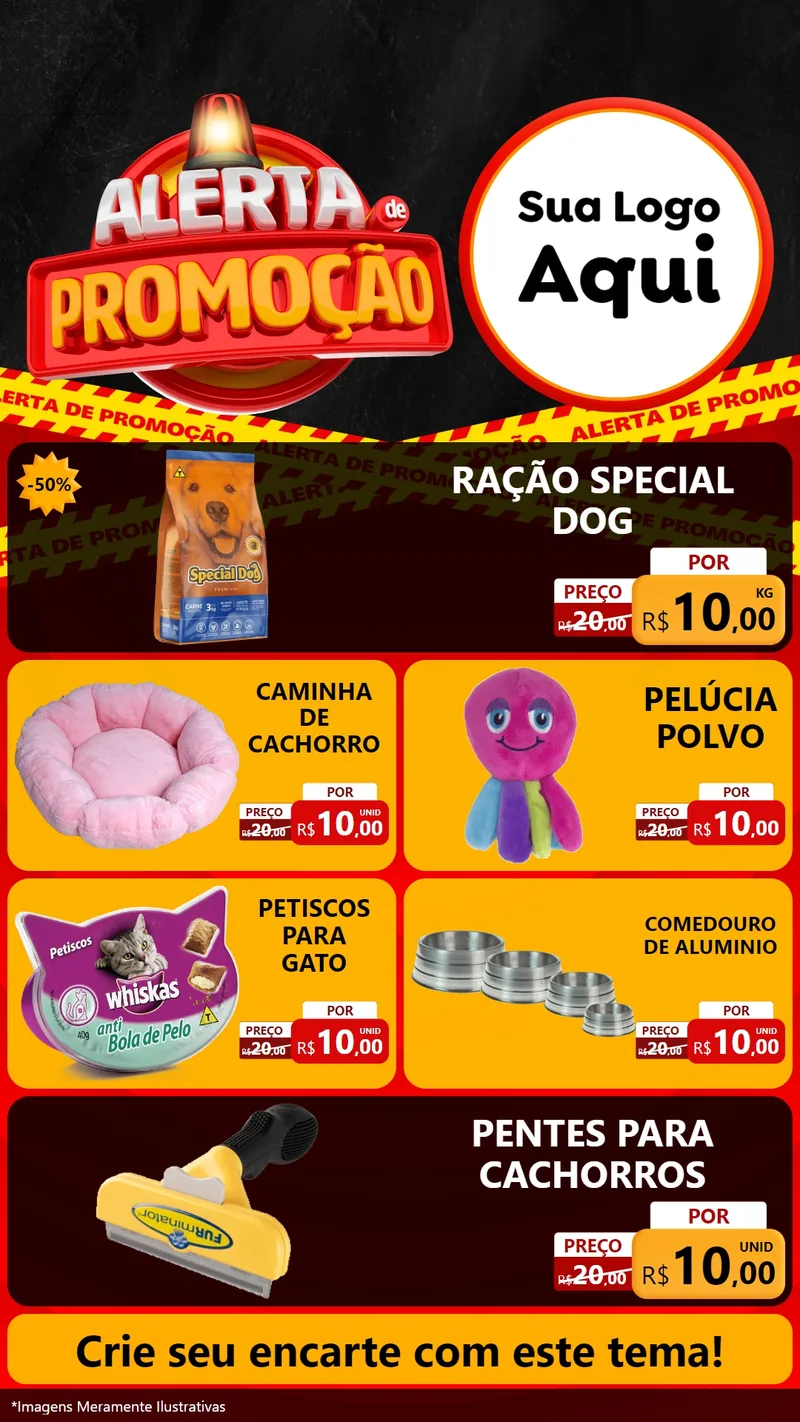 Modelo de TV para TV Vertical com o tema Alerta de Promoção para Pet Shop