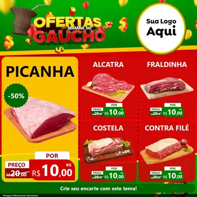 Modelo de Rede Social para Feed Facebook com o tema Ofertas Semana Do Gaúcho para Açougue