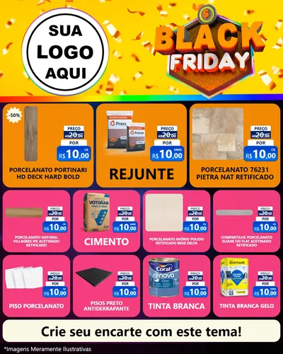 Modelo de Rede Social para Feed Instagram com o tema Black Friday para Pisos e revestimentos