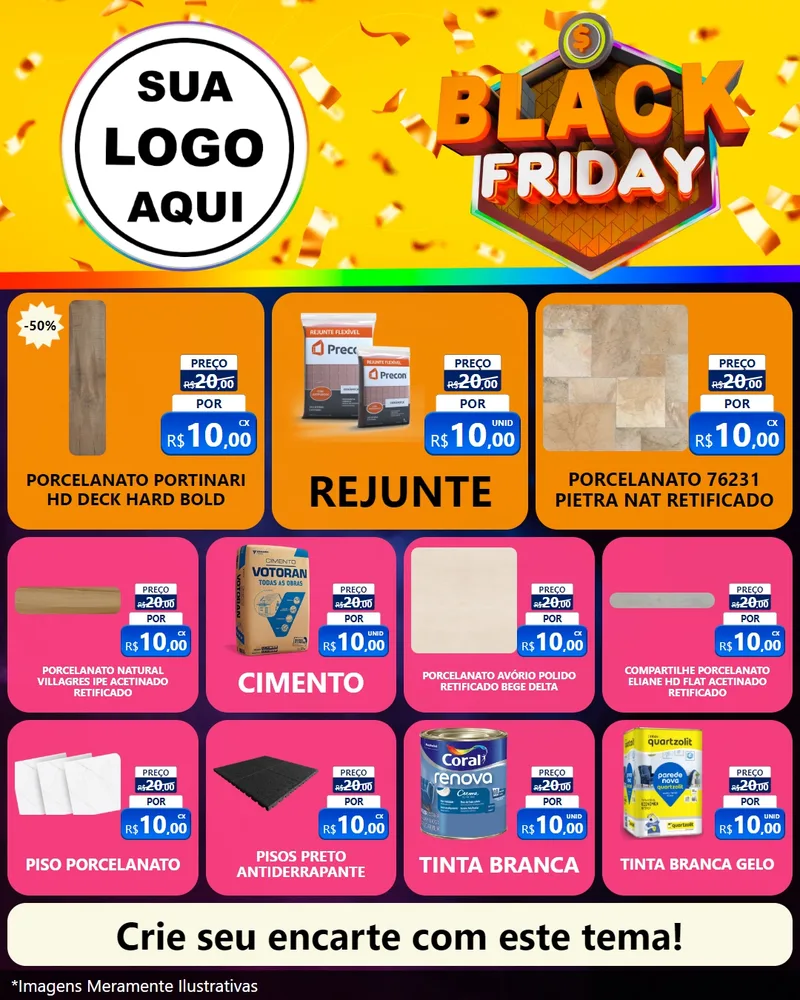 Modelo de Rede Social para Feed Instagram com o tema Black Friday para Pisos e revestimentos