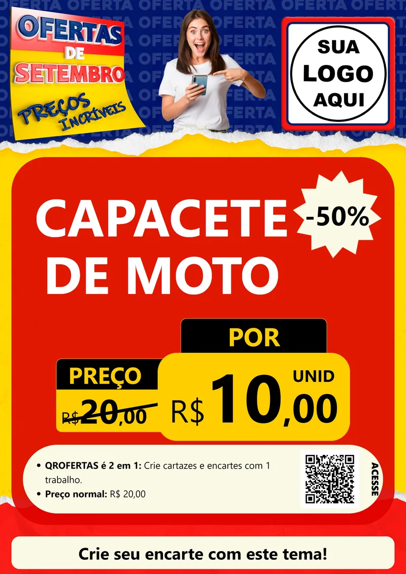 Modelo de Cartaz para Cartaz A4 Vertical com o tema Ofertas de Setembro - Preços Incríveis para Moto peças