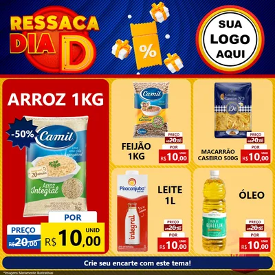 Modelo de Rede Social para Feed Facebook com o tema Ressaca Dia D para Supermercado