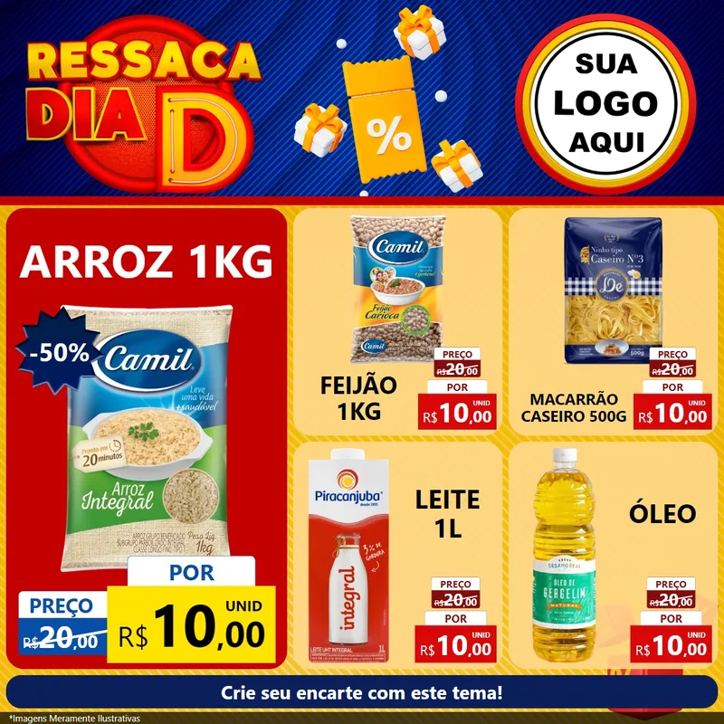 Modelo de Rede Social para Feed Facebook com o tema Ressaca Dia D para Supermercado