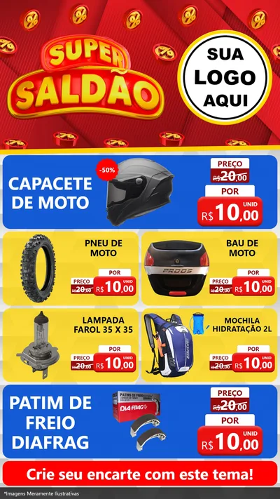 Modelo de TV para TV Vertical com o tema Super Saldão para Moto peças