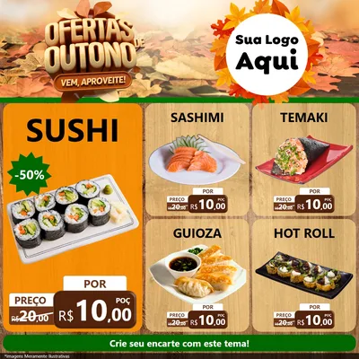 Modelo de Rede Social para Feed Facebook com o tema Ofertas de Outono - Vem, Aproveite! para Comida japonesa