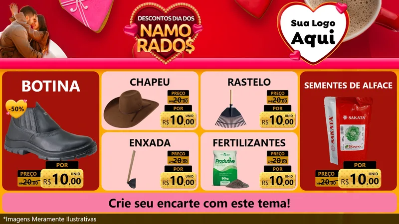 Modelo de TV para TV Horizontal com o tema Descontos Dia dos Namorados para Agropecuária