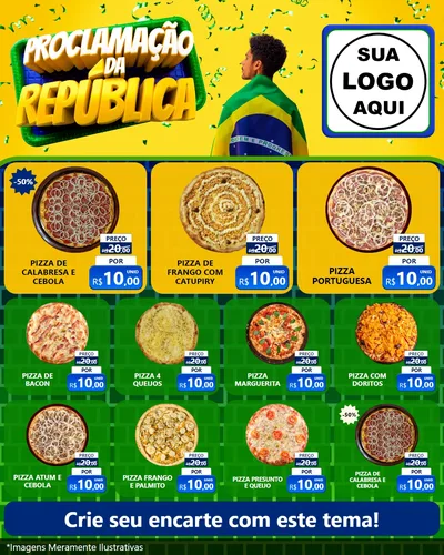 Modelo de Rede Social para Feed Instagram com o tema Proclamação da República para Pizzaria