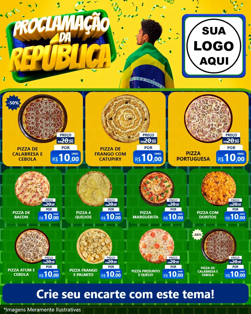 Modelo de Rede Social para Feed Instagram com o tema Proclamação da República para Pizzaria