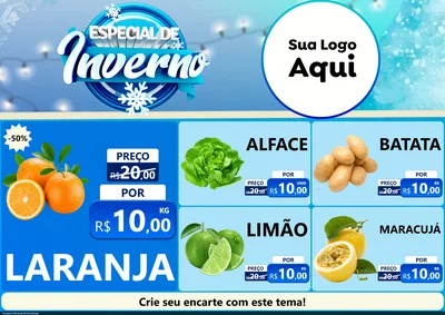 Modelo de Encarte para Encarte A4 Horizontal com o tema Especial de Inverno para Hortifrúti