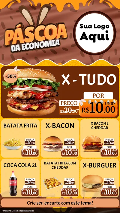 Modelo de Rede Social para Stories com o tema Páscoa da Economia para Hamburgueria