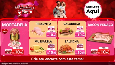 Modelo de TV para TV Horizontal com o tema Valentine's Day para Frios e Laticínios