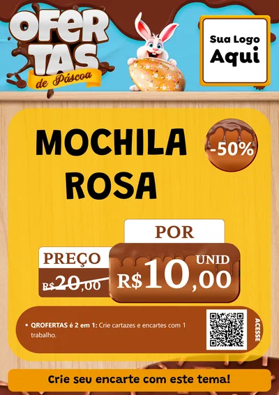 Modelo de Cartaz para Cartaz A4 Vertical com o tema Ofertas de Páscoa para Papelaria