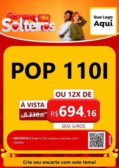 Modelo de Cartaz para Cartaz A4 Vertical com o tema Semana dos Solteiros para Concessionaria de Motos