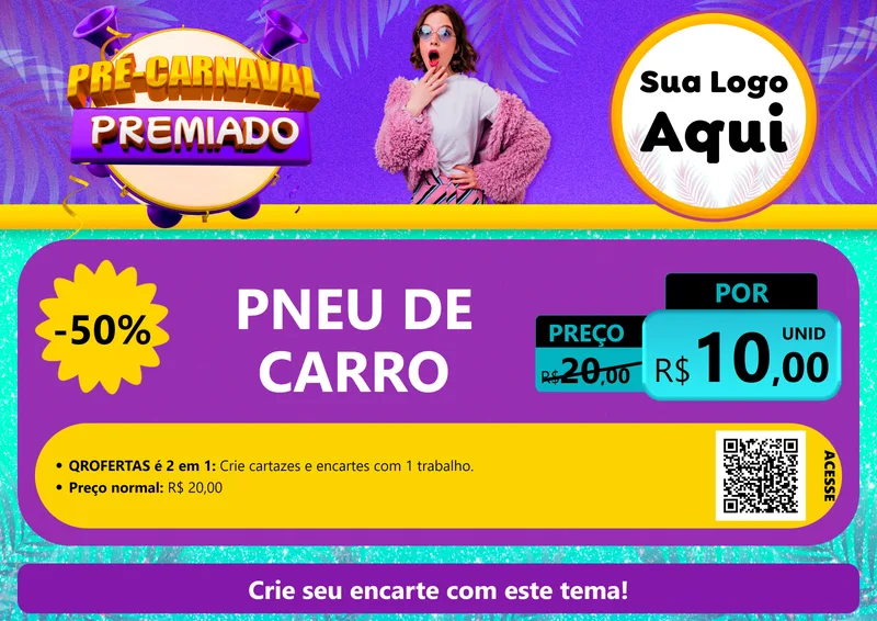 Modelo de Cartaz para Cartaz A4 Horizontal com o tema Pré-Carnaval Premiado para Auto peças