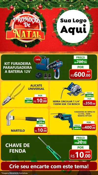 Modelo de TV para TV Vertical com o tema Promoção de Natal para Maquinas e Ferramentas