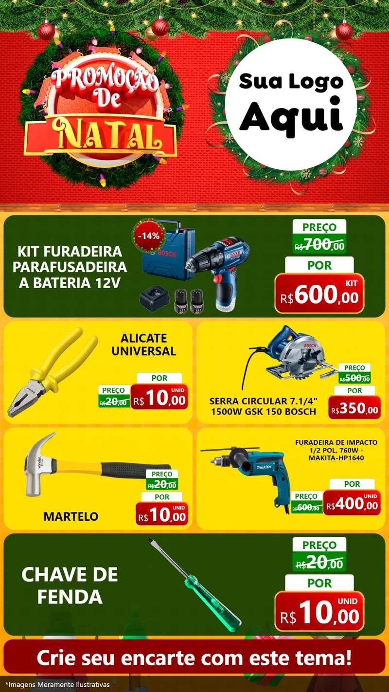 Modelo de TV para TV Vertical com o tema Promoção de Natal para Maquinas e Ferramentas