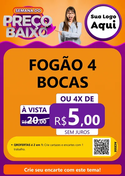 Modelo de Cartaz para Cartaz A4 Vertical com o tema Semana do Preço Baixo para Móveis e Eletro