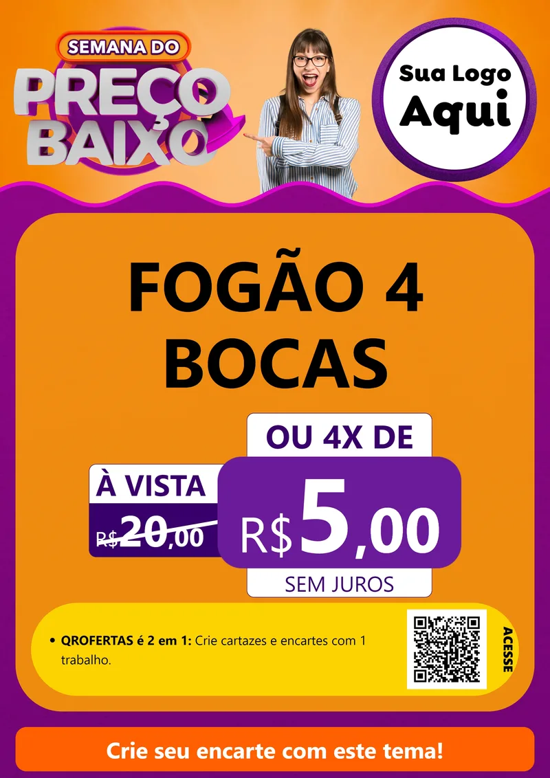 Modelo de Cartaz para Cartaz A4 Vertical com o tema Semana do Preço Baixo para Móveis e Eletro