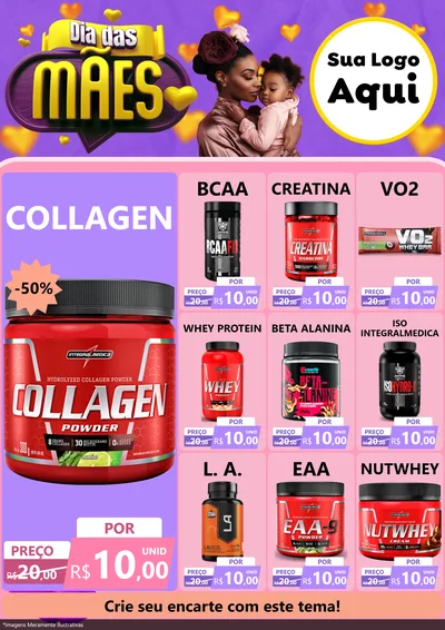 Modelo de Encarte para Encarte A4 Vertical com o tema Dia das Mães para Suplementos alimentares