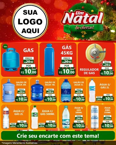 Modelo de Rede Social para Feed Instagram com o tema Um Natal de Ofertas para Água e gás
