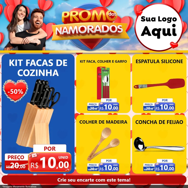 Modelo de Rede Social para Feed Facebook com o tema Promo dos Namorados para Utilidades Domésticas