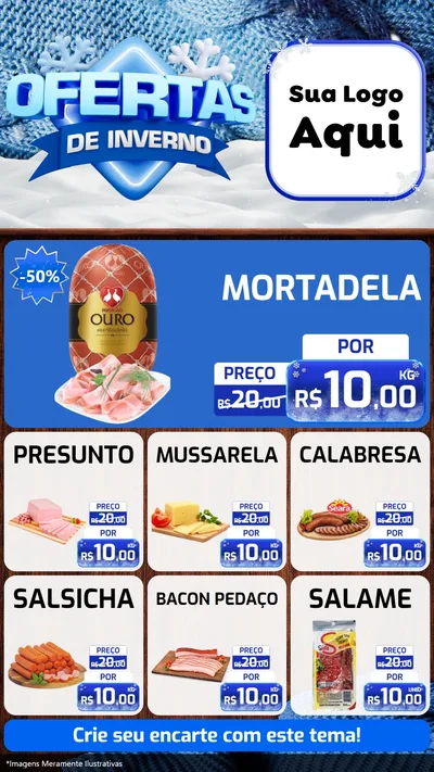 Modelo de Rede Social para Stories com o tema Ofertas de Inverno para Frios e Laticínios