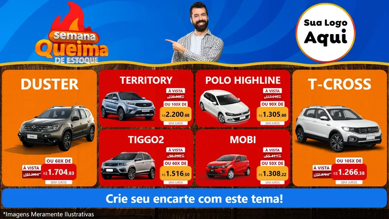 Modelo de TV para TV Horizontal com o tema Semana Queima de Estoque para Concessionaria de Carros