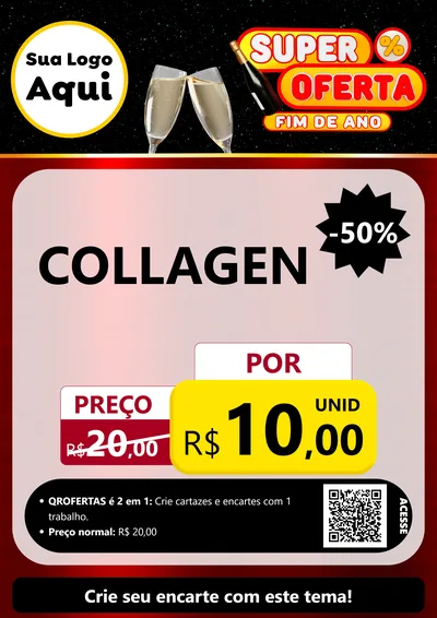 Modelo de Cartaz para Cartaz A4 Vertical com o tema Super Oferta Fim de Ano para Suplementos alimentares
