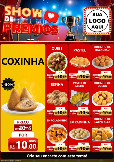 Modelo de Encarte para Encarte A4 Vertical com o tema Show de Prêmios para Salgadaria