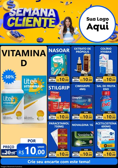 Modelo de Encarte para Encarte A4 Vertical com o tema Semana do Cliente para Farmácia