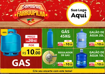 Modelo de Encarte para Encarte A4 Horizontal com o tema Semana Farroupilha para Água e gás