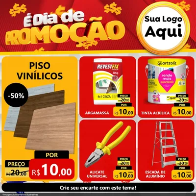 Modelo de Rede Social para Feed Facebook com o tema É Dia De Promoção para Material para Construção