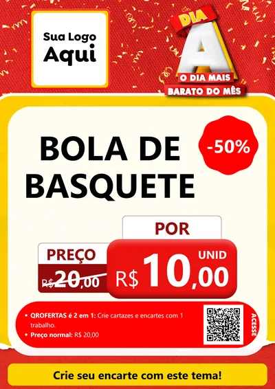 Modelo de Cartaz para Cartaz A4 Vertical com o tema Dia A o Dia Mais Barato do Mês para Artigos Esportivos