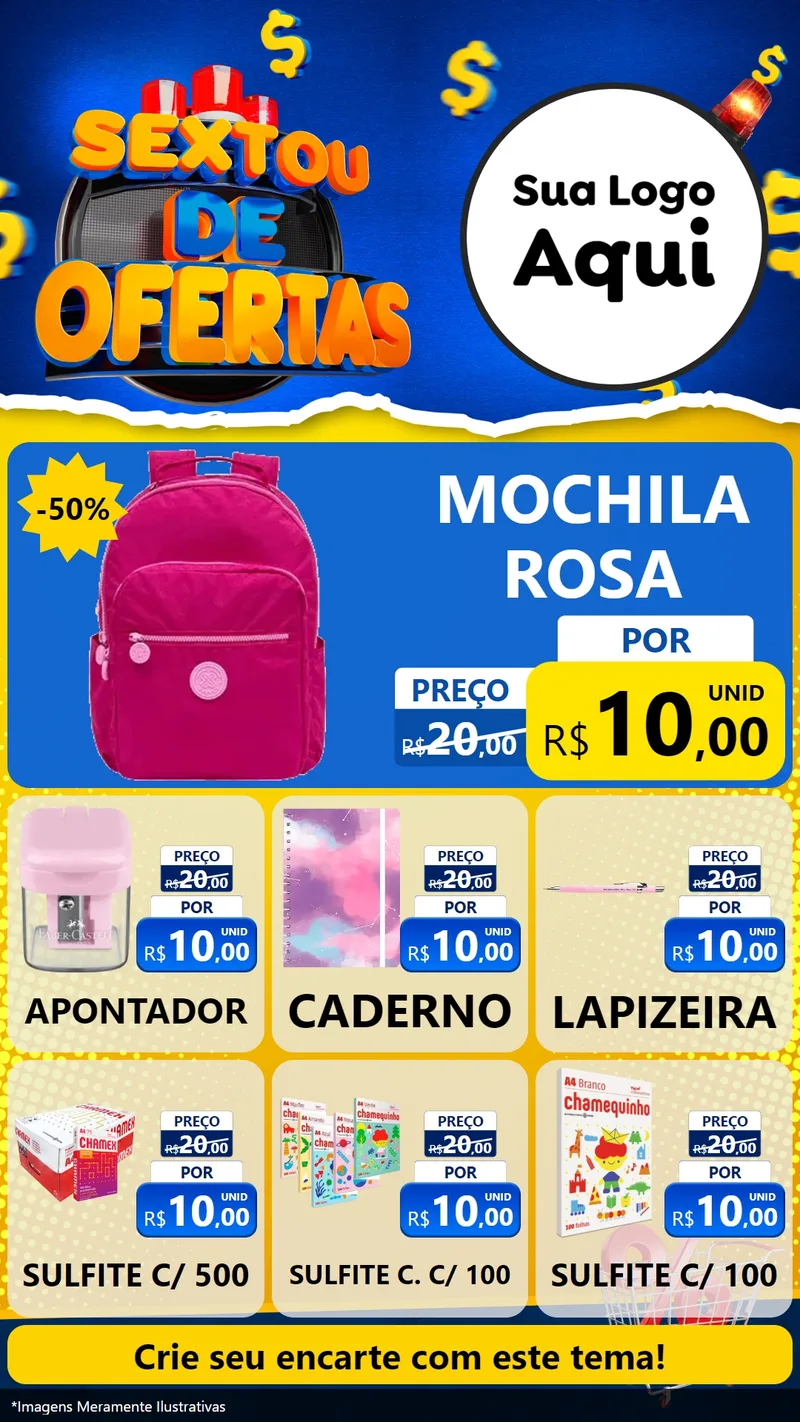 Modelo de Rede Social para Stories com o tema Sextou de Ofertas para Papelaria