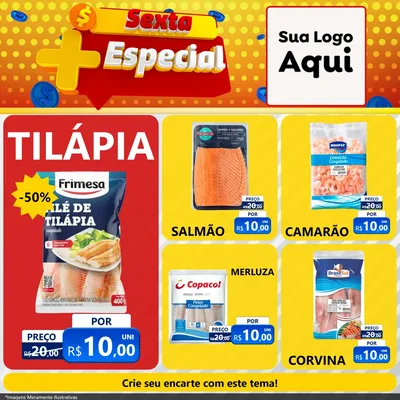 Modelo de Rede Social para Feed Facebook com o tema Sexta Mais Especial para Peixaria