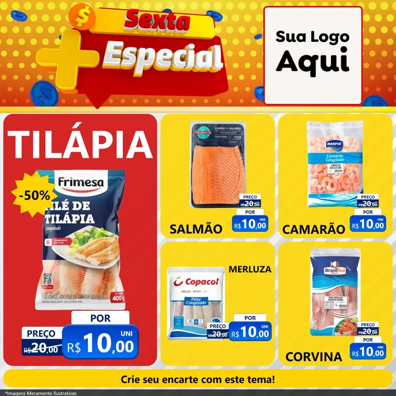 Modelo de Rede Social para Feed Facebook com o tema Sexta Mais Especial para Peixaria