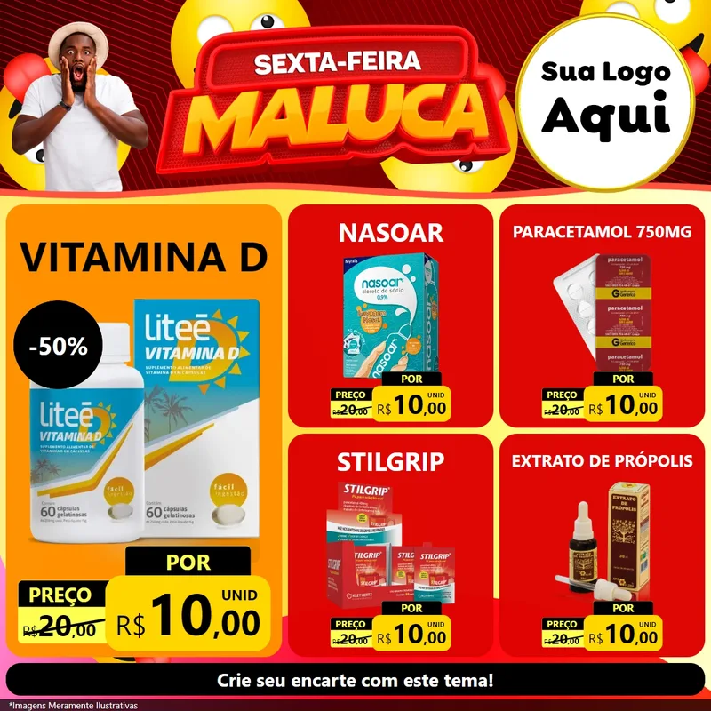 Modelo de Rede Social para Feed Facebook com o tema Sexta-feira Maluca para Farmácia