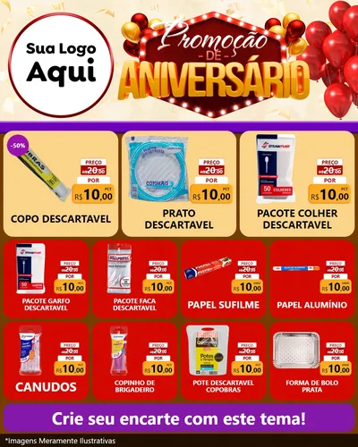 Modelo de Rede Social para Feed Instagram com o tema Promoção de Aniversário para Embalagens