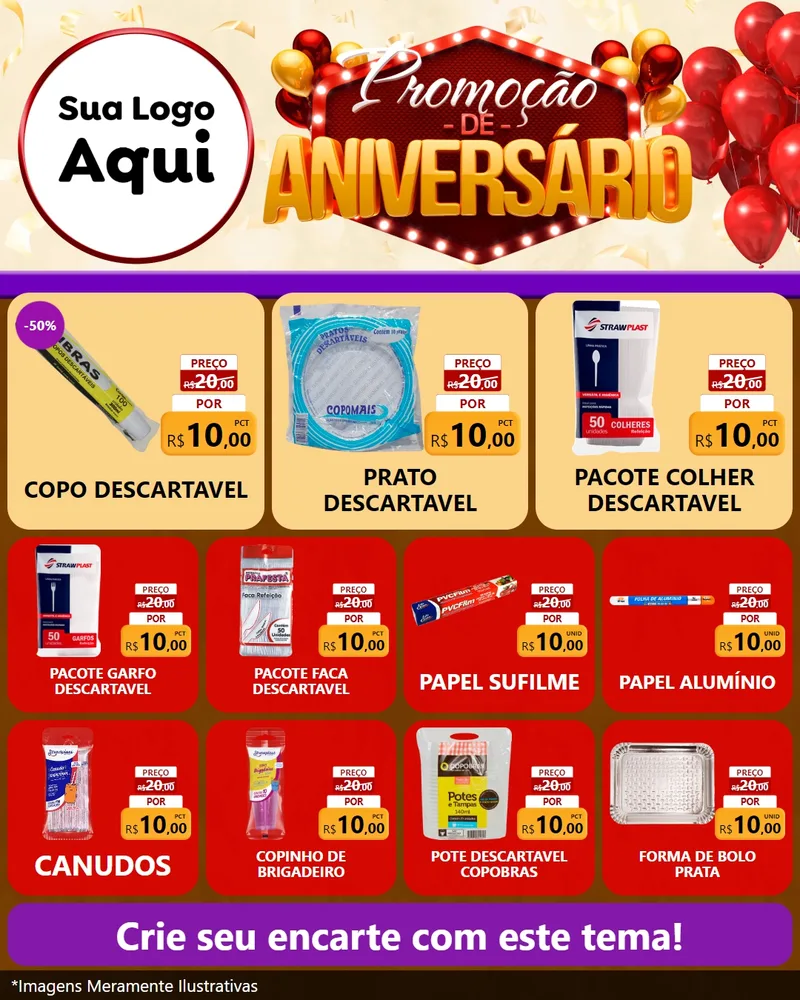 Modelo de Rede Social para Feed Instagram com o tema Promoção de Aniversário para Embalagens