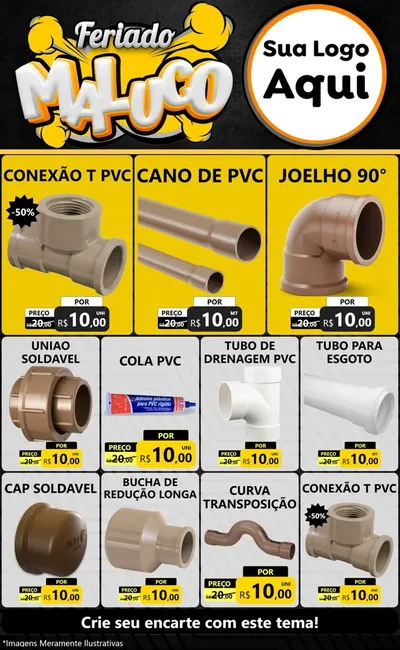 Modelo de Encarte para Encarte Grande com o tema Feriado Maluco para Tubos e conexões