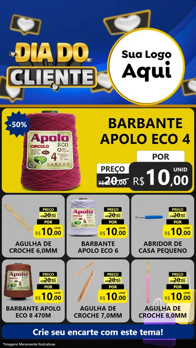 Modelo de Rede Social para Stories com o tema Dia Do Cliente para Armarinho e Aviamentos