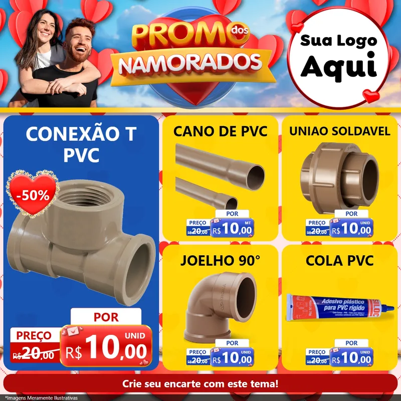 Modelo de Rede Social para Feed Facebook com o tema Promo dos Namorados para Tubos e conexões