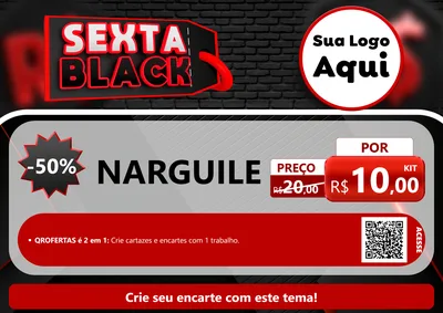 Modelo de Cartaz para Cartaz A4 Horizontal com o tema Sexta Black para Tabacaria