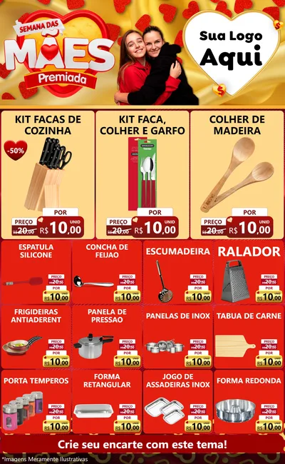 Modelo de Encarte para Encarte Grande com o tema Semana das Mães Premiada para Utilidades Domésticas