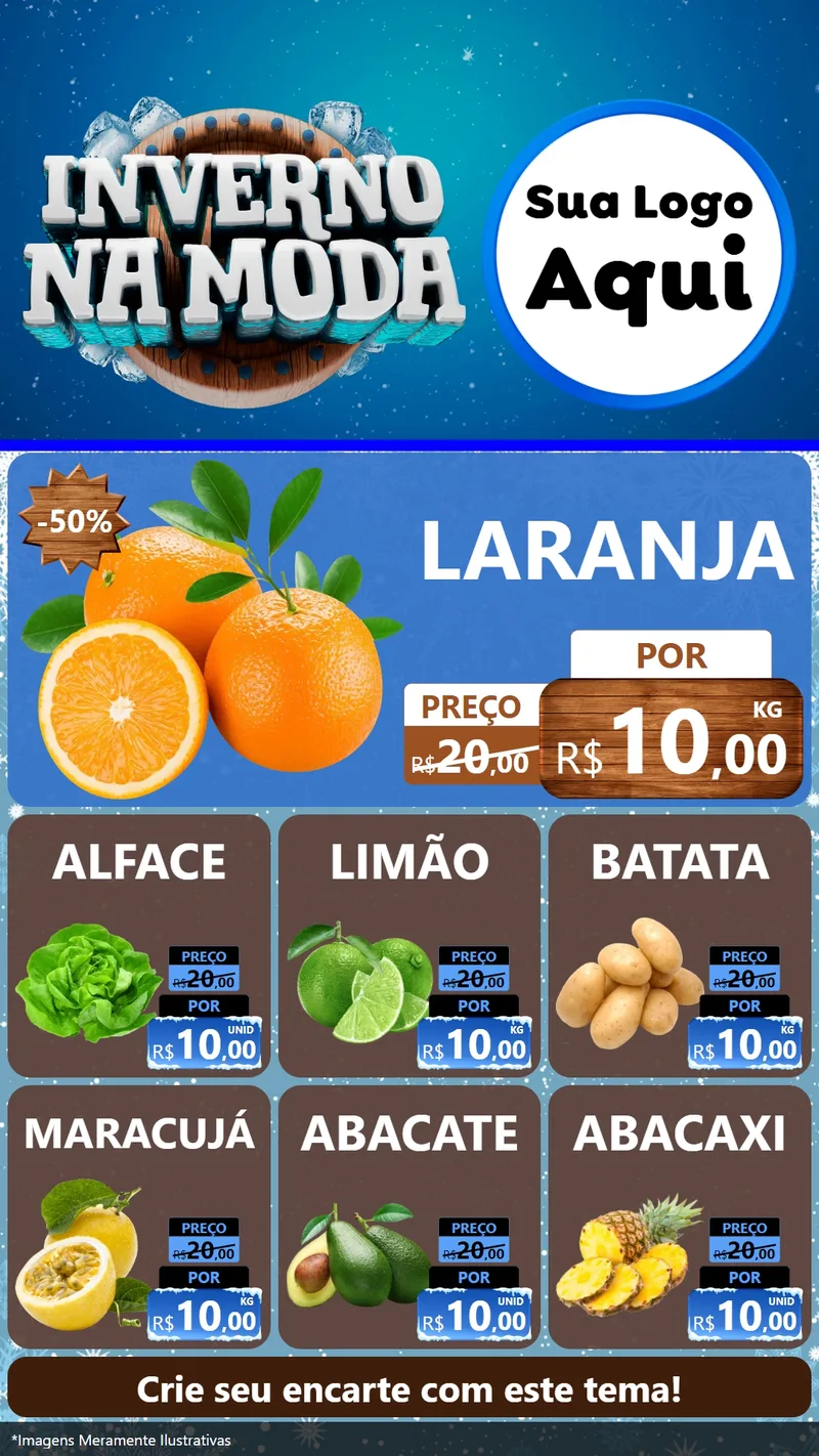 Modelo de Rede Social para Stories com o tema Inverno na Moda para Hortifrúti