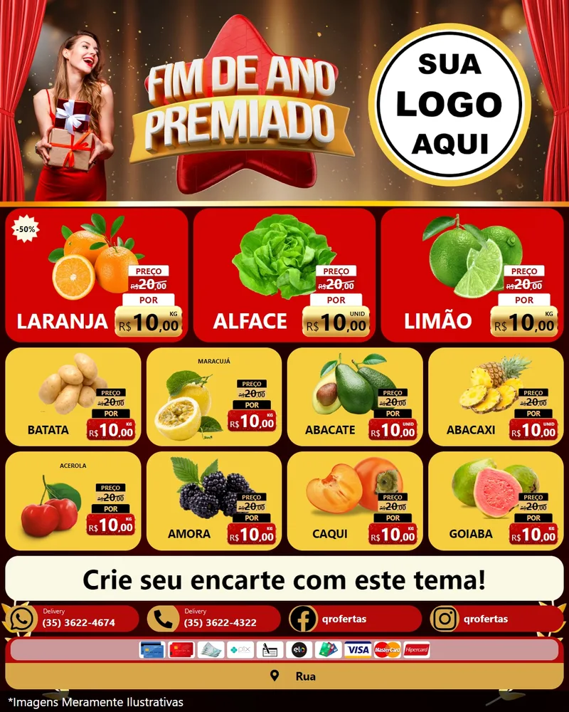 Modelo de Rede Social para Feed Instagram com o tema Fim de Ano Premiado para Hortifrúti