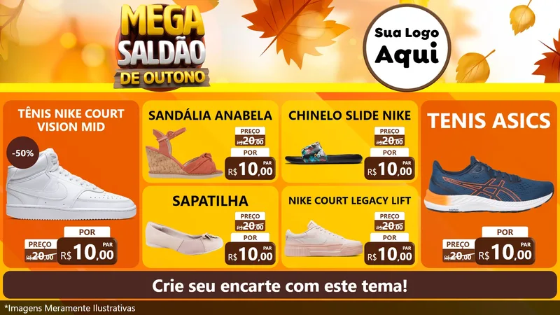 Modelo de TV para TV Horizontal com o tema Mega Saldão de Outono para Calçados