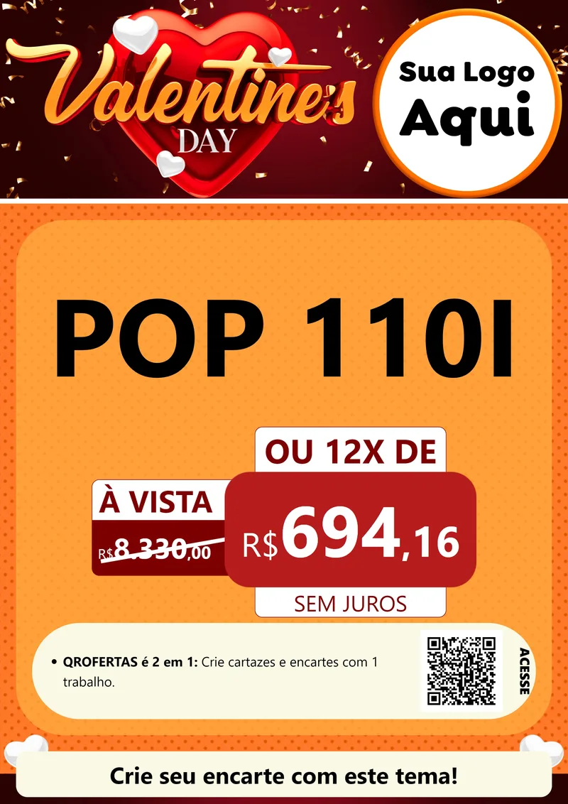 Modelo de Cartaz para Cartaz A4 Vertical com o tema Valentine's Day para Concessionaria de Motos
