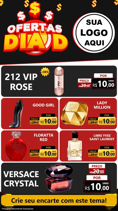 Modelo de TV para TV Vertical com o tema Ofertas Dia D para Perfumes