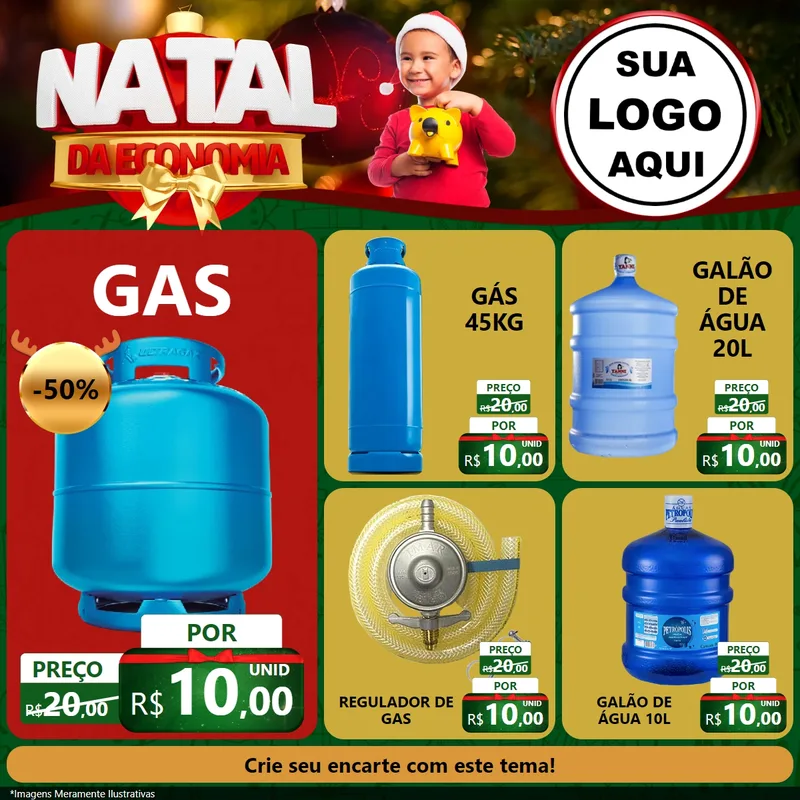 Modelo de Rede Social para Feed Facebook com o tema Natal da Economia para Água e gás
